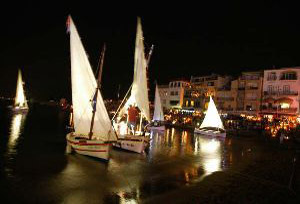 L'Escala harbour, by night